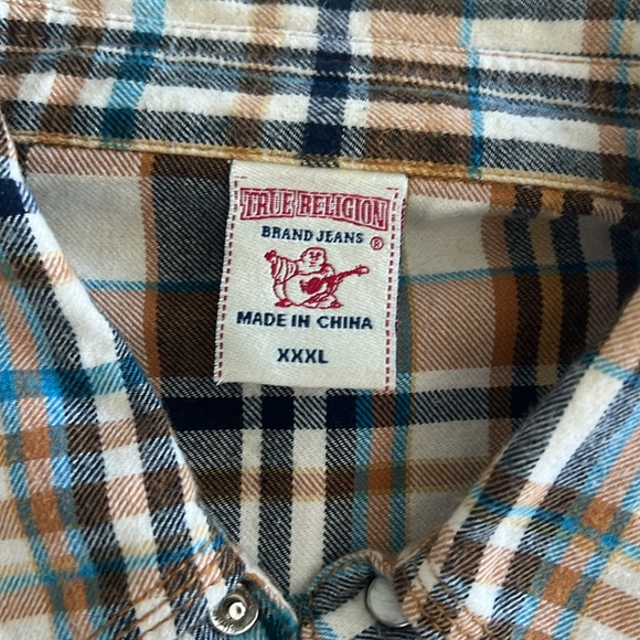 True Religion Flannel Plaid Western Snap Men's Size XXXL - Picture 4 of 7